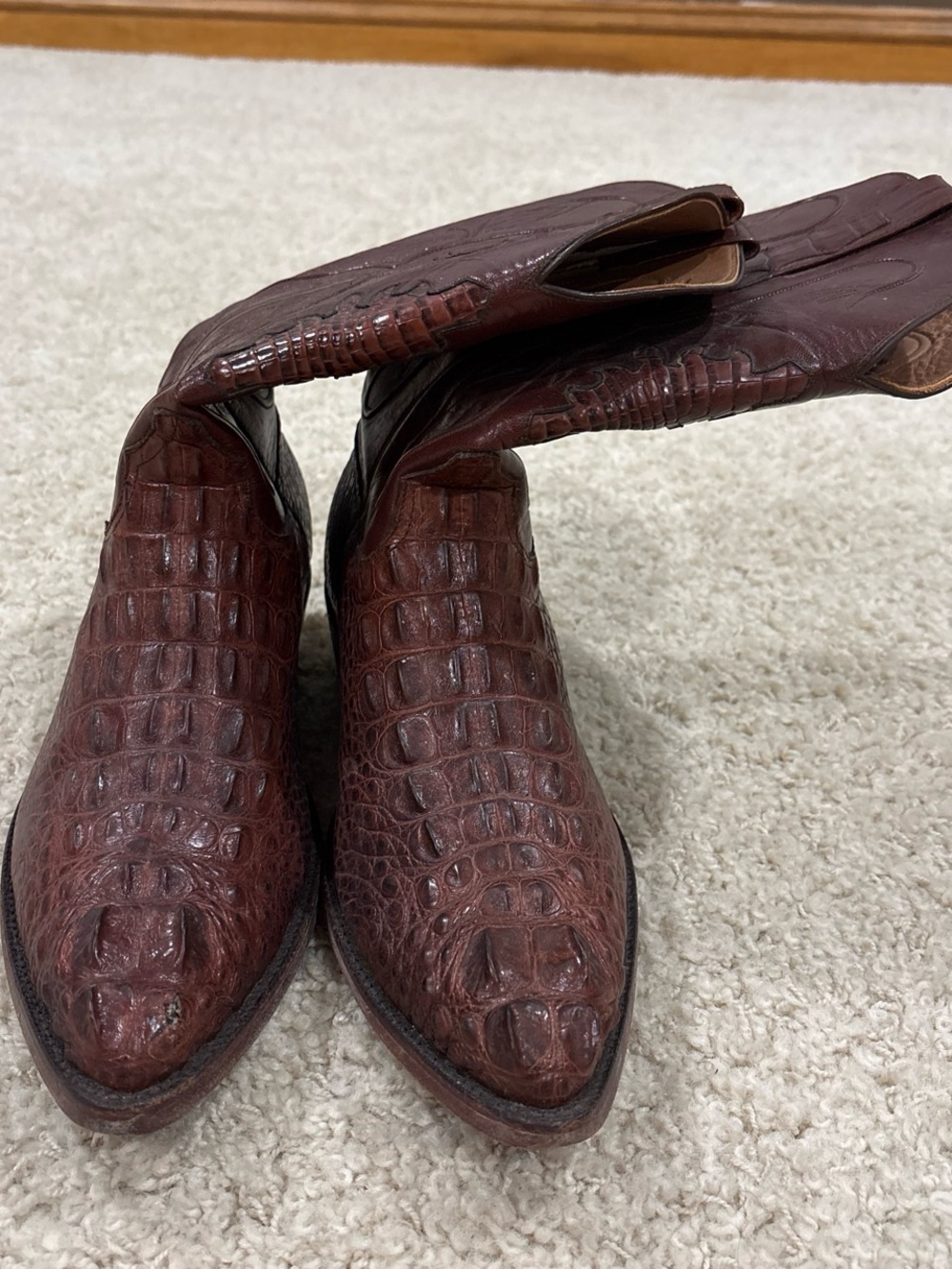 VTG Black Jack Handmade Brown Exotic Caiman Leather Western Boots Men’s 10.5 D - Picture 8 of 10